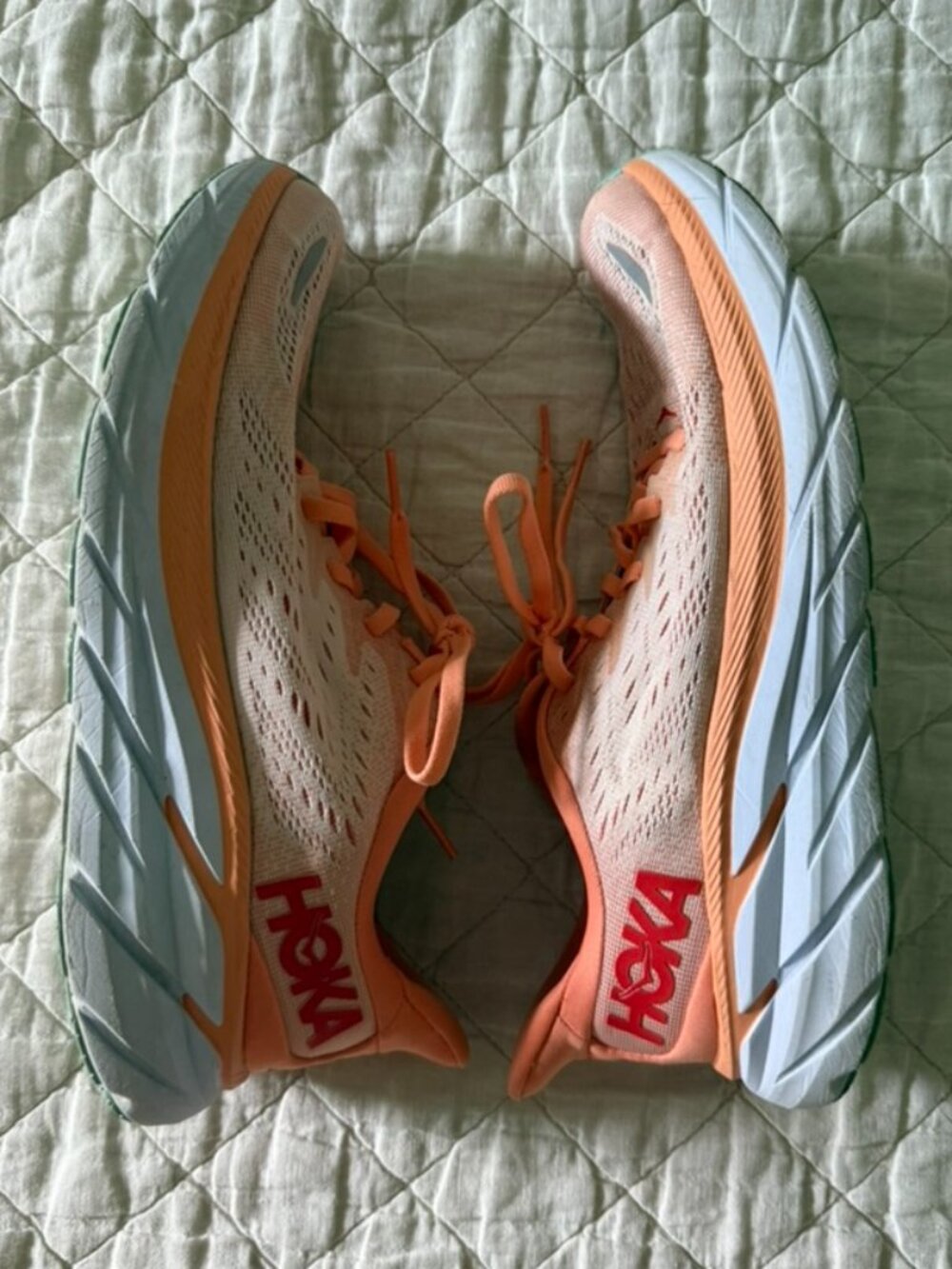 Hoka Clifton 8 Running Shoes, Cantaloupe/Silver Peony, Women's Size 8.5 - Picture 3 of 7